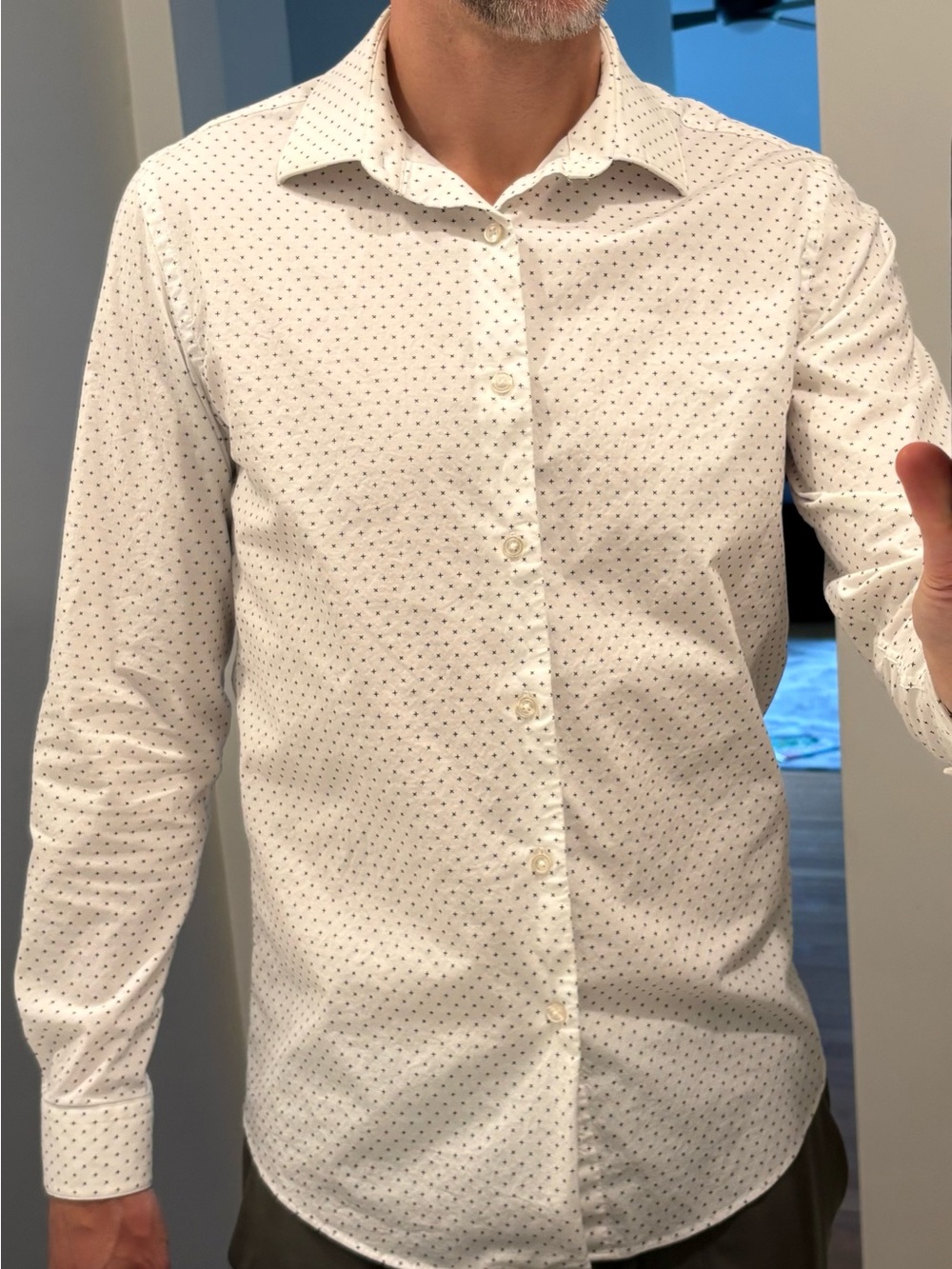 Apt. 9 Men's Large Slim Fit White Micro-Pattern Button-Down Shirt